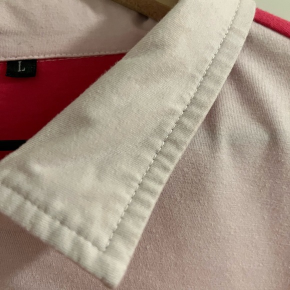 Men's Pink Long Sleeve Shirt with White Accents EUC - Picture 2 of 3